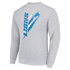 Detroit Lions Starter Color Scratch Team Graphic Fleece Pullover Sweatshirt - Heather Gray Pullover