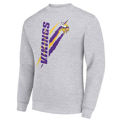 Minnesota Vikings Starter Color Scratch Team Graphic Fleece Pullover Sweatshirt - Heather Gray Pullover