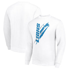 Detroit Lions Starter Color Scratch Team Graphic Fleece Pullover Sweatshirt - White Pullover