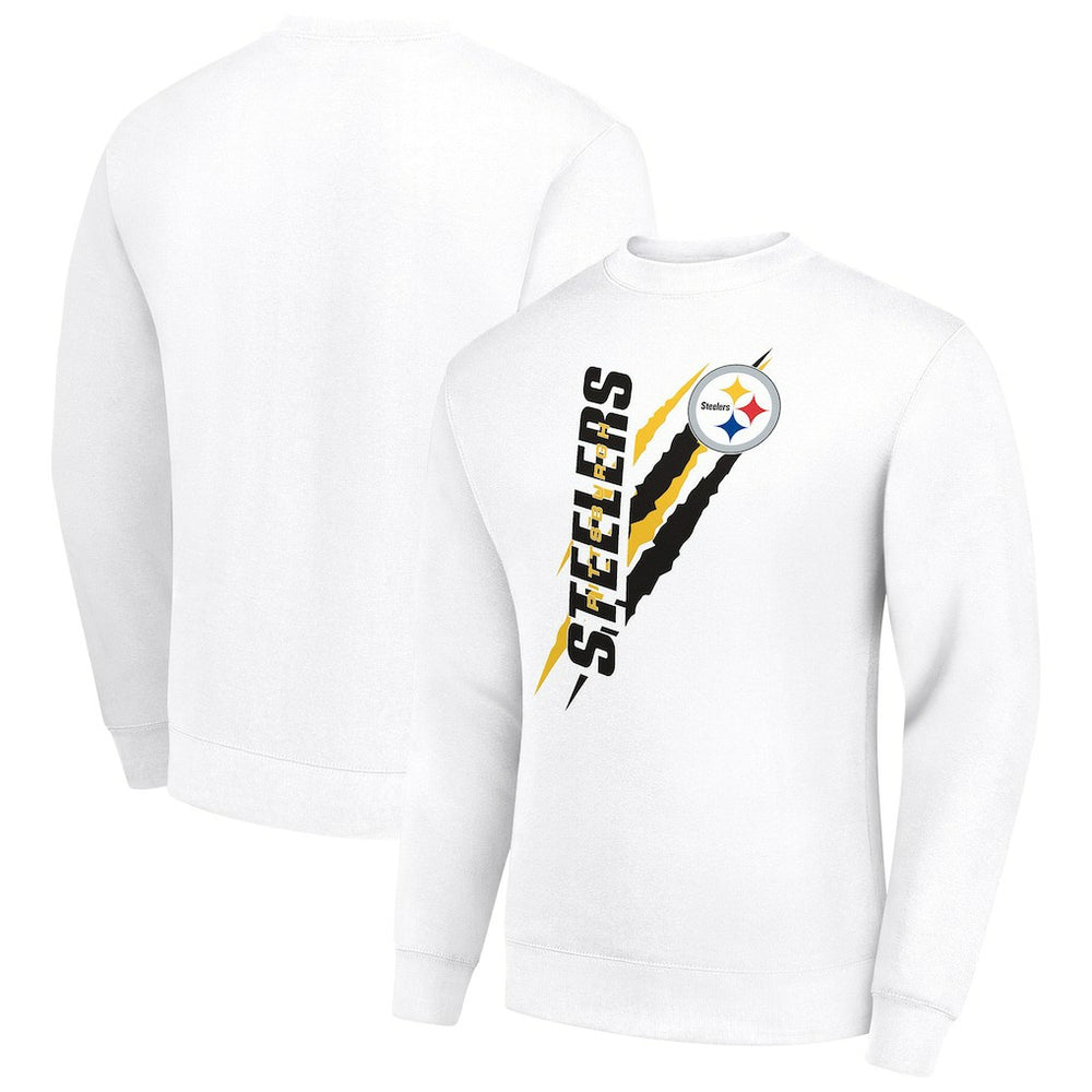 Pittsburgh Steelers Starter Color Scratch Team Graphic Fleece Pullover Sweatshirt - White Pullover