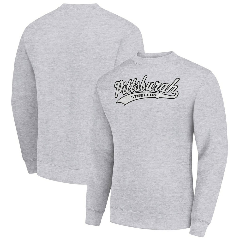 Pittsburgh Steelers Starter Tailsweep Team Graphic Tri-Blend Fleece Pullover Sweatshirt - Heather Gray Pullover