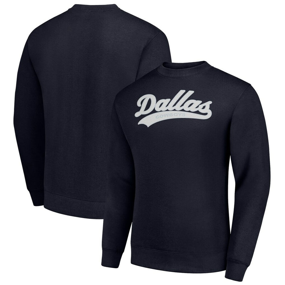Dallas Cowboys Starter Tailsweep Team Graphic Tri-Blend Fleece Pullover Sweatshirt - Navy Pullover