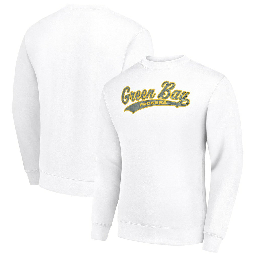 Green Bay Packers Starter Tailsweep Team Graphic Tri-Blend Fleece Pullover Sweatshirt - White Pullover