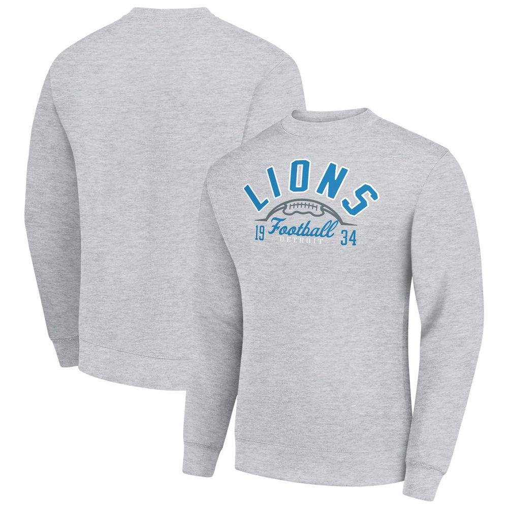 Detroit Lions Starter Half Ball Team Graphic Tri-Blend Fleece Pullover Sweatshirt - Heather Gray Pullover