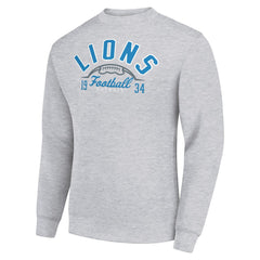 Detroit Lions Starter Half Ball Team Graphic Tri-Blend Fleece Pullover Sweatshirt - Heather Gray Pullover
