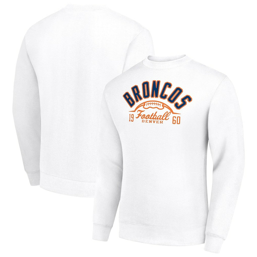 Denver Broncos Starter Half Ball Team Graphic Tri-Blend Fleece Pullover Sweatshirt - White Pullover