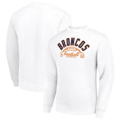 Denver Broncos Starter Half Ball Team Graphic Tri-Blend Fleece Pullover Sweatshirt - White Pullover