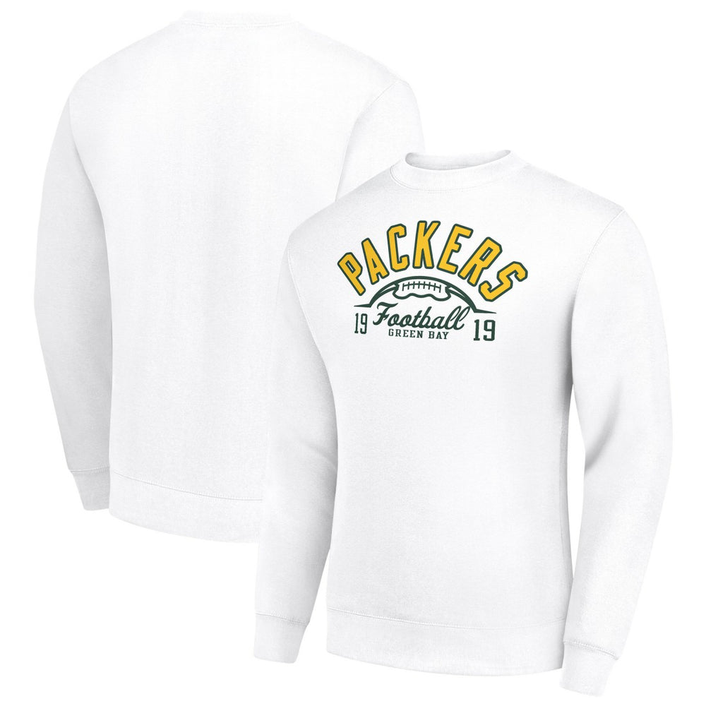 Green Bay Packers Starter Half Ball Team Graphic Tri-Blend Fleece Pullover Sweatshirt - White Pullover