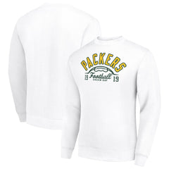 Green Bay Packers Starter Half Ball Team Graphic Tri-Blend Fleece Pullover Sweatshirt - White Pullover