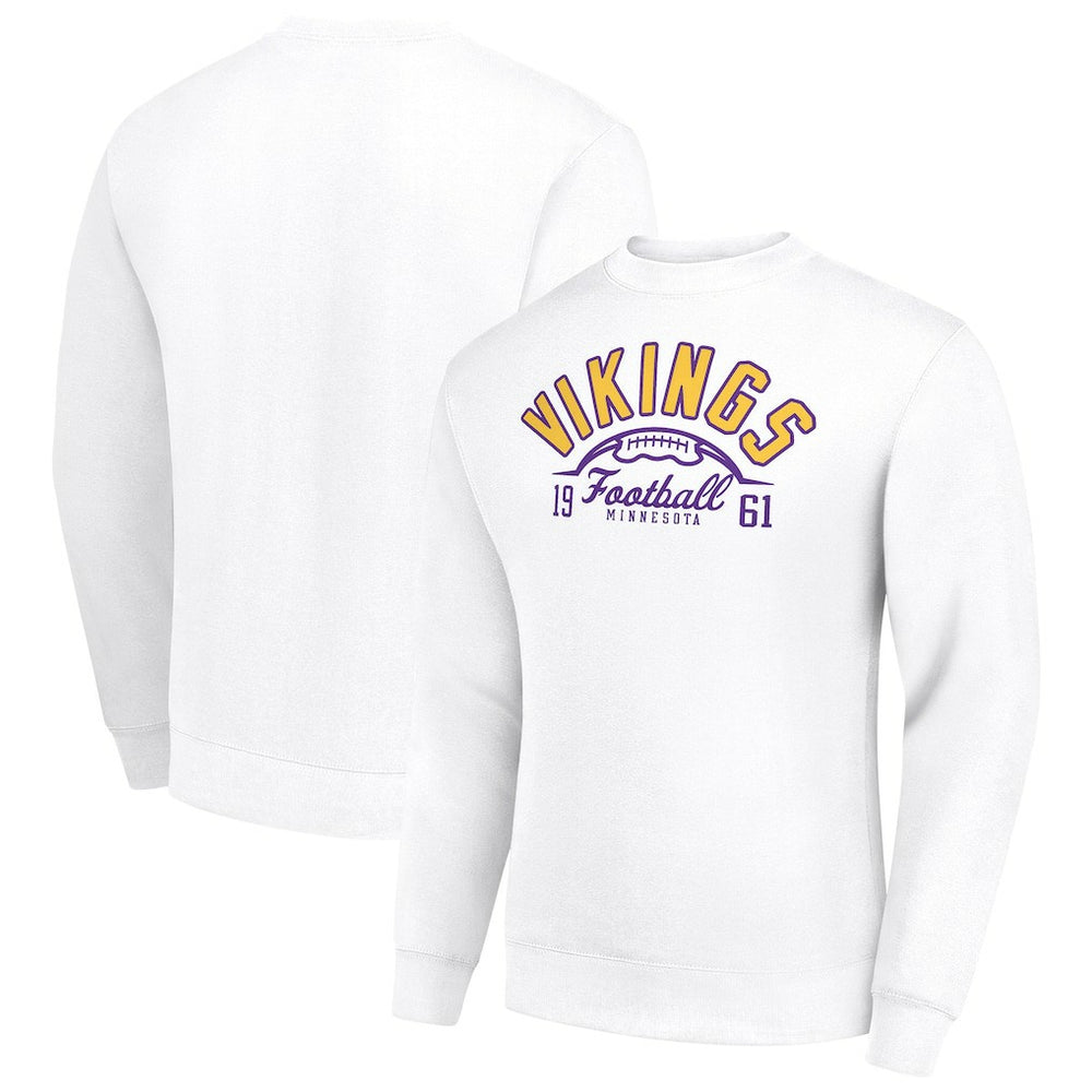 Minnesota Vikings Starter Half Ball Team Graphic Tri-Blend Fleece Pullover Sweatshirt - White Pullover