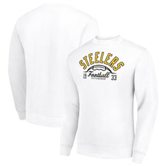 Pittsburgh Steelers Starter Half Ball Team Graphic Tri-Blend Fleece Pullover Sweatshirt - White Pullover