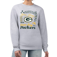 Green Bay Packers G-III 4Her by Carl Banks Women's Collage Graphic Fleece Pullover Sweatshirt - Heather Gray Pullover