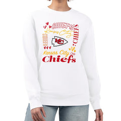 Kansas City Chiefs G-III 4Her by Carl Banks Women's Collage Graphic Fleece Pullover Sweatshirt - White Pullover