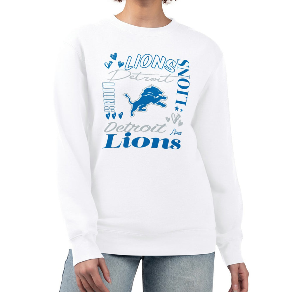 Detroit Lions G-III 4Her by Carl Banks Women's Collage Graphic Fleece Pullover Sweatshirt - White Pullover