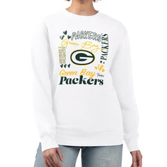 Green Bay Packers G-III 4Her by Carl Banks Women's Collage Graphic Fleece Pullover Sweatshirt - White Pullover