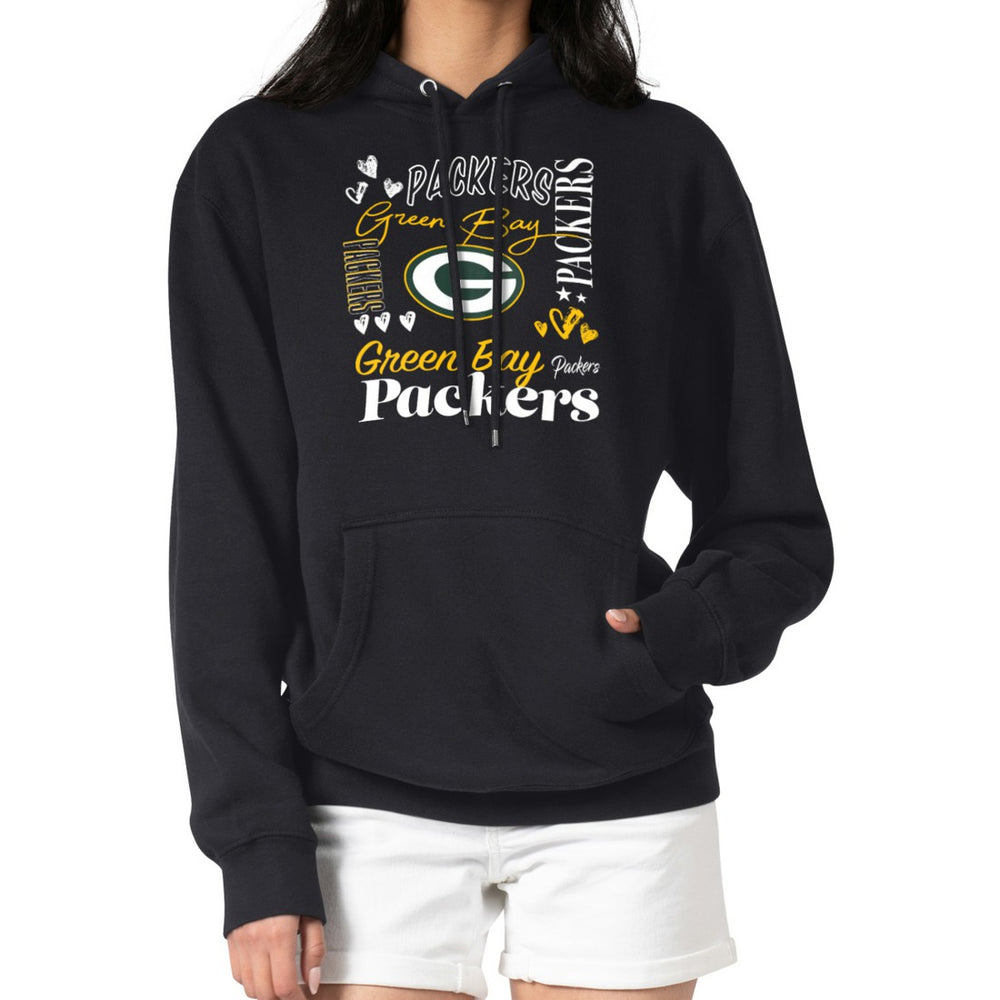 Green Bay Packers G-III 4Her by Carl Banks Women's Collage Graphic Fleece Pullover Hoodie - Black Hoodies