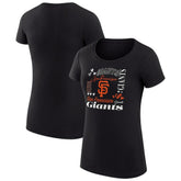 San Francisco Giants G-III 4Her by Carl Banks Women's Super-Slim Fit Lightweight Collage Team Graphic Crew Neck T-Shirt - Black T-shirts
