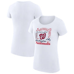 Washington Nationals G-III 4Her by Carl Banks Women's Super-Slim Fit Lightweight Collage Team Graphic Crew Neck T-Shirt - White T-shirts
