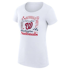 Washington Nationals G-III 4Her by Carl Banks Women's Super-Slim Fit Lightweight Collage Team Graphic Crew Neck T-Shirt - White T-shirts