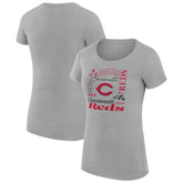 Cincinnati Reds G-III 4Her by Carl Banks Women's Super-Slim Fit Lightweight Collage Team Graphic Crew Neck T-Shirt - Heather Gray T-shirts