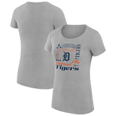 Detroit Tigers G-III 4Her by Carl Banks Women's Super-Slim Fit Lightweight Collage Team Graphic Crew Neck T-Shirt - Heather Gray T-shirts