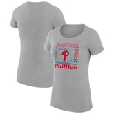 Philadelphia Phillies G-III 4Her by Carl Banks Women's Super-Slim Fit Lightweight Collage Team Graphic Crew Neck T-Shirt - Heather Gray T-shirts