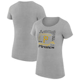 Pittsburgh Pirates G-III 4Her by Carl Banks Women's Super-Slim Fit Lightweight Collage Team Graphic Crew Neck T-Shirt - Heather Gray T-shirts