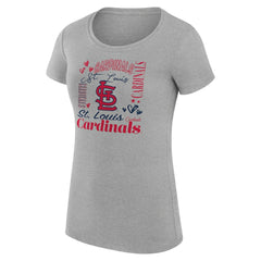 St. Louis Cardinals G-III 4Her by Carl Banks Women's Super-Slim Fit Lightweight Collage Team Graphic Crew Neck T-Shirt - Heather Gray T-shirts