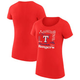 Texas Rangers G-III 4Her by Carl Banks Women's Super-Slim Fit Lightweight Collage Team Graphic Crew Neck T-Shirt - Red T-shirts