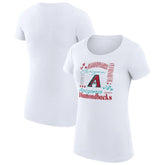 Arizona Diamondbacks G-III 4Her by Carl Banks Women's Super-Slim Fit Lightweight Collage Team Graphic Crew Neck T-Shirt - White T-shirts