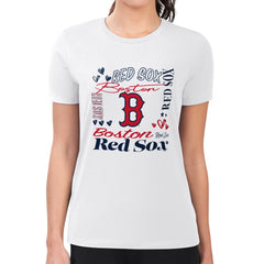 Boston Red Sox G-III 4Her by Carl Banks Women's Super-Slim Fit Lightweight Collage Team Graphic Crew Neck T-Shirt - White T-shirts