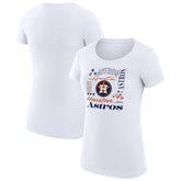 Houston Astros G-III 4Her by Carl Banks Women's Super-Slim Fit Lightweight Collage Team Graphic Crew Neck T-Shirt - White T-shirts