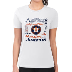 Houston Astros G-III 4Her by Carl Banks Women's Super-Slim Fit Lightweight Collage Team Graphic Crew Neck T-Shirt - White T-shirts