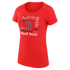 Boston Red Sox G-III 4Her by Carl Banks Women's Super-Slim Fit Lightweight Collage Team Graphic Crew Neck T-Shirt - Red T-shirts