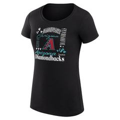 Arizona Diamondbacks G-III 4Her by Carl Banks Women's Super-Slim Fit Lightweight Collage Team Graphic Crew Neck T-Shirt - Black T-shirts