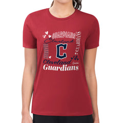 Cleveland Guardians G-III 4Her by Carl Banks Women's Super-Slim Fit Lightweight Collage Team Graphic Crew Neck T-Shirt - Red T-shirts