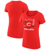 Cincinnati Reds G-III 4Her by Carl Banks Women's Super-Slim Fit Lightweight Collage Team Graphic Crew Neck T-Shirt - Red T-shirts