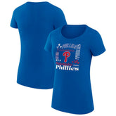 Philadelphia Phillies G-III 4Her by Carl Banks Women's Super-Slim Fit Lightweight Collage Team Graphic Crew Neck T-Shirt - Royal T-shirts