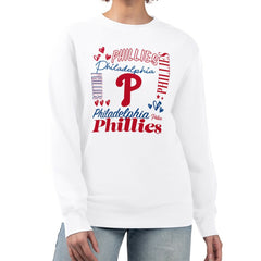 Philadelphia Phillies G-III 4Her by Carl Banks Women's Collage Team Graphic Fleece Pullover Hoodie - White Hoodies
