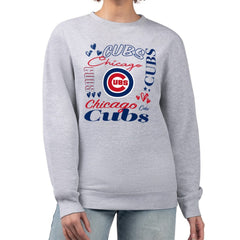 Chicago Cubs G-III 4Her by Carl Banks Women's Collage Team Graphic Fleece Pullover Hoodie - Heather Gray Hoodies