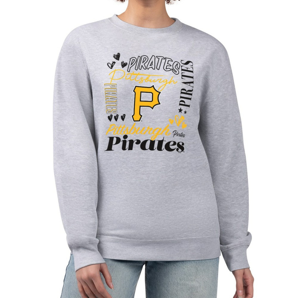 Pittsburgh Pirates G-III 4Her by Carl Banks Women's Collage Team Graphic Fleece Pullover Hoodie - Heather Gray Hoodies