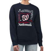 Washington Nationals G-III 4Her by Carl Banks Women's Collage Team Graphic Fleece Pullover Hoodie - Navy Hoodies