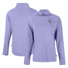 Colorado Rockies Cutter & Buck Women's Coastline Epic Comfort Eco Recycled Funnel Neck Raglan Pullover Top - Purple Pullover