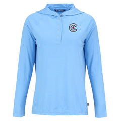 Chicago Cubs Cutter & Buck Women's City Connect Coastline Epic Comfort Eco Recycled Hoodie Raglan Long Sleeve T-Shirt - Powder Blue Hoodies