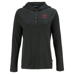 Cincinnati Reds Cutter & Buck Women's Coastline Epic Comfort Eco Recycled Hoodie Raglan Long Sleeve T-Shirt - Black Hoodies