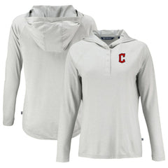 Cleveland Guardians Cutter & Buck Women's Coastline Epic Comfort Eco Recycled Hoodie Raglan Long Sleeve T-Shirt - Gray Hoodies