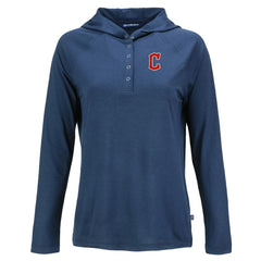 Cleveland Guardians Cutter & Buck Women's Coastline Epic Comfort Eco Recycled Hoodie Raglan Long Sleeve T-Shirt - Navy Hoodies