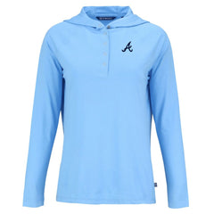 Atlanta Braves Cutter & Buck Women's Coastline Epic Comfort Eco Recycled Hoodie Raglan Long Sleeve T-Shirt - Powder Blue Hoodies