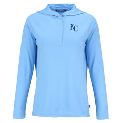 Kansas City Royals Cutter & Buck Women's Coastline Epic Comfort Eco Recycled Hoodie Raglan Long Sleeve T-Shirt - Powder Blue Hoodies