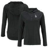 Los Angeles Dodgers Cutter & Buck Women's Coastline Epic Comfort Eco Recycled Hoodie Raglan Long Sleeve T-Shirt - Black Hoodies